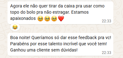 Print de depoimento de cliente Belah Biscuit