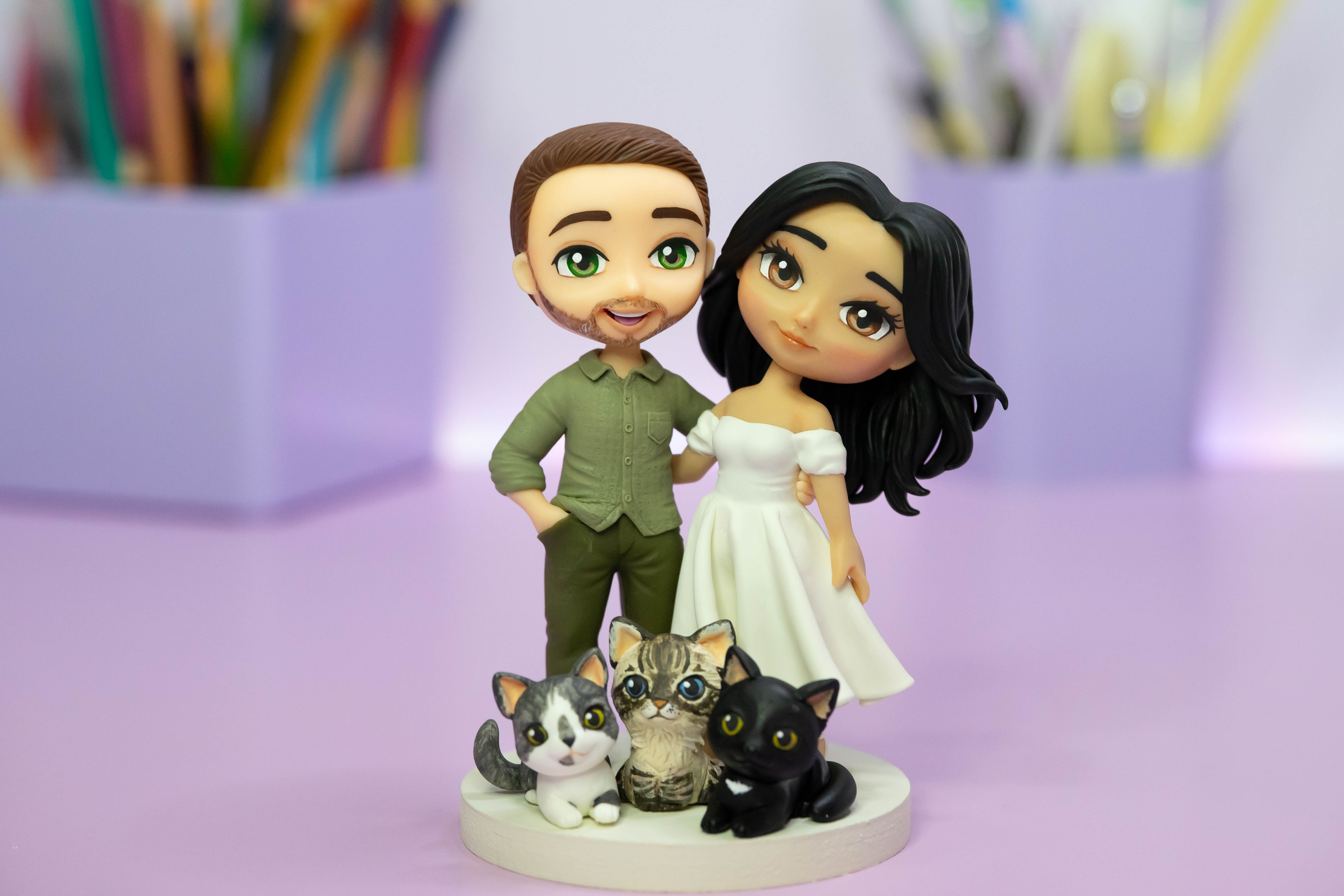 Escultura personalizada estilo CUTE/CHIBI Belah Biscuit - peça casal